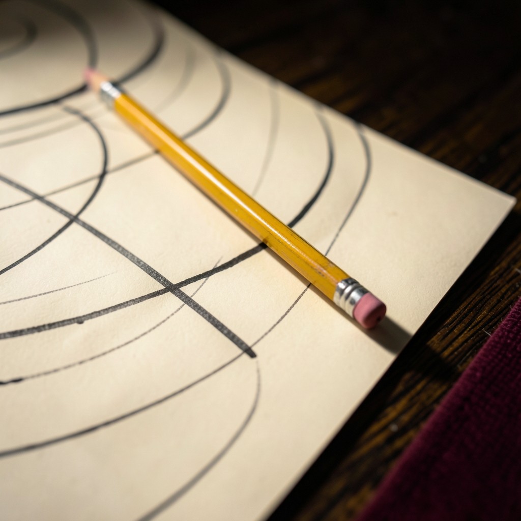 A pencil resting across an unlabeled chart where a single straight line marks a level